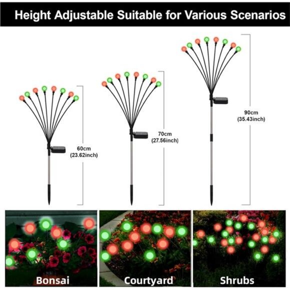 Solar Firefly Lights Outdoor Waterproof; 8 Modes Red and Green Firefly Swaying - Picture 4 of 7